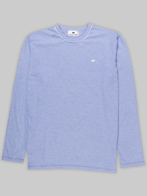 

FRENCH CROWN Men Blue Solid Cotton T-shirt