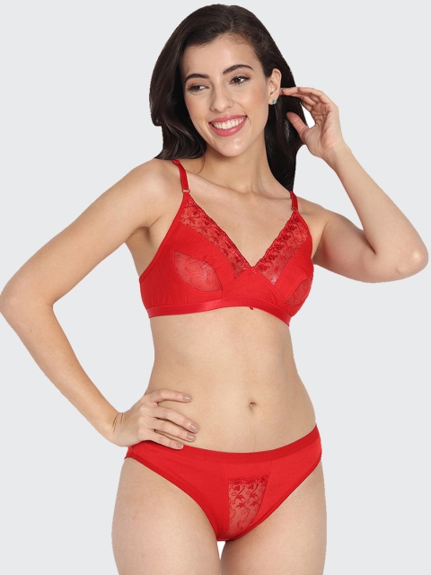 

Fleurt Women Red Self-Design Pure Cotton Lingerie Set Fleurt-Drop Set-RD-28