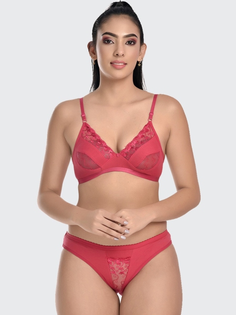

Fleurt Women Pink Self-Design Pure Cotton Lingerie Set Fleurt-Drop Set-RPK-28