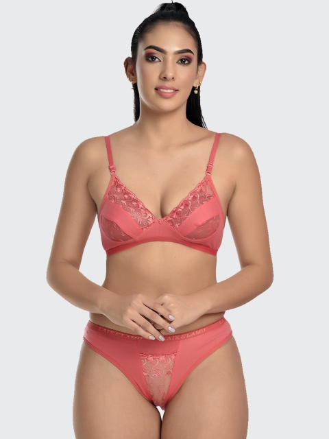 

Fleurt Women Pink Self-Design Pure Cotton Lingerie Set Fleurt-Drop Set-PK-28