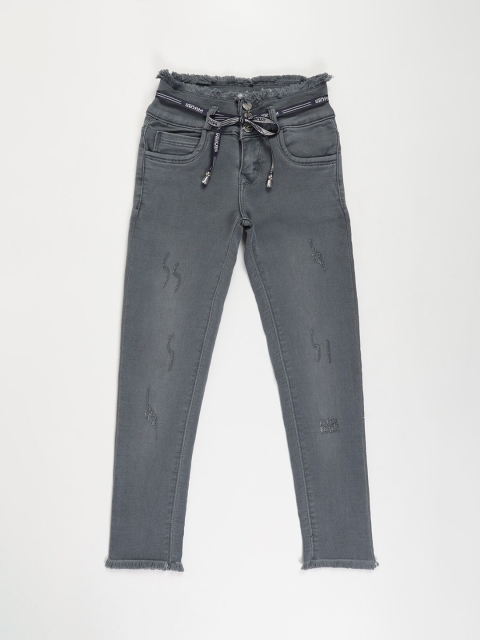 

V2 Value & Variety Kids-Girls Grey Low Distress Light Fade Jeans