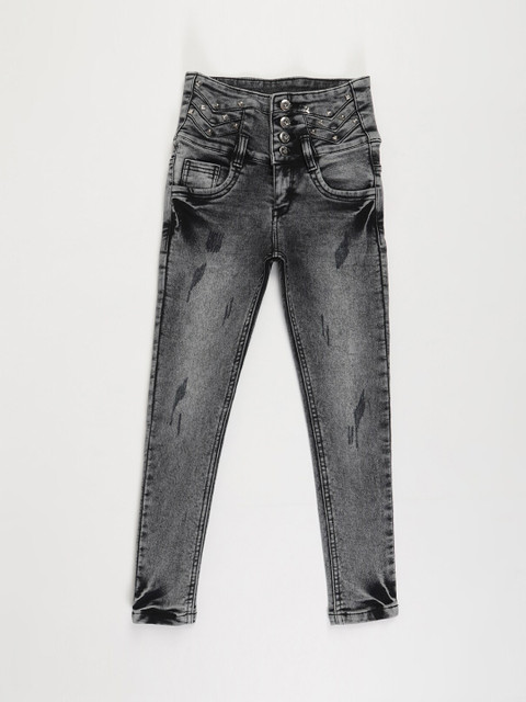 

V2 Value & Variety Girls Black Mildly Distressed Heavy Fade Jeans