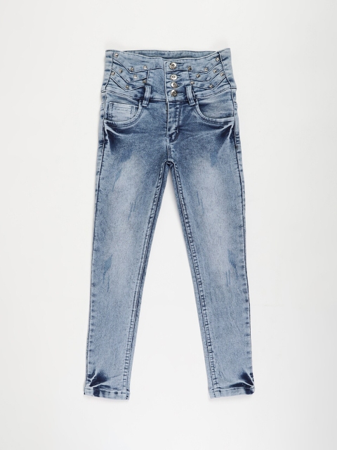 

V2 Value & Variety Girls Blue Low Distress Heavy Fade Jeans