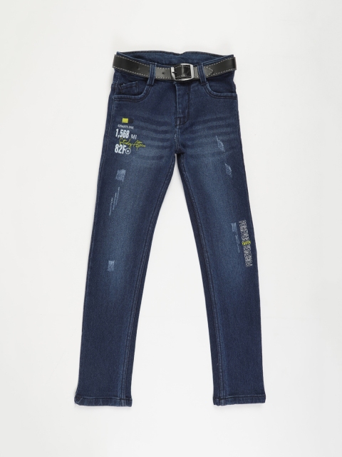 

V2 Value & Variety Boys Blue Printed Mildly Distressed Jeans