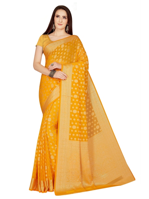 

Rani Saahiba Gold-Toned & Yellow Ethnic Motifs Zari Pure Chiffon Saree