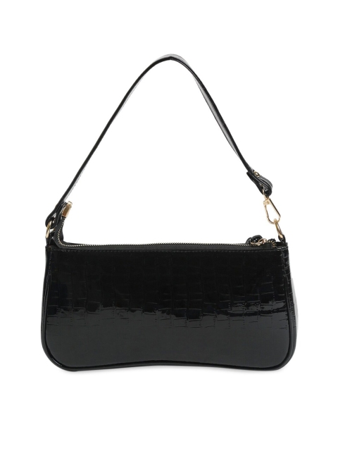 

Lychee bags Black Textured Structured Handheld Bag