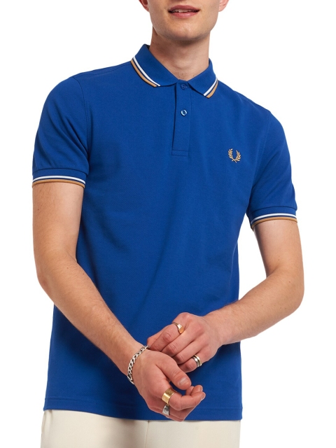 

Fred Perry Men Blue Polo Collar Applique T-shirt