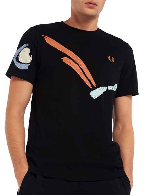 

Fred Perry Men Black Polo Collar T-shirt