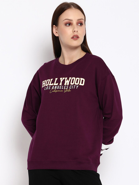 

R&B Women Maroon Printed Sweatshirt