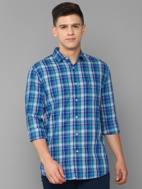 

Allen Solly Men Blue Checked Cotton Slim Fit Casual Shirt