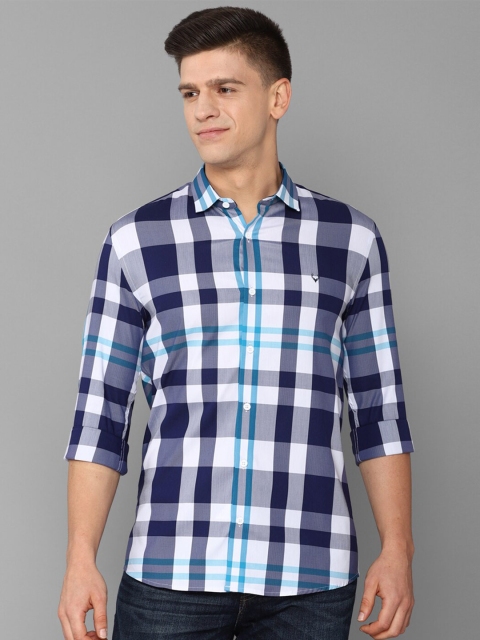 

Allen Solly Men Blue Slim Fit Checked Cotton Casual Shirt