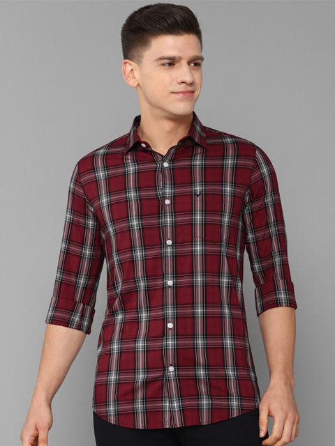 

Allen Solly Men Maroon Slim Fit Tartan Checks Checked Casual Shirt
