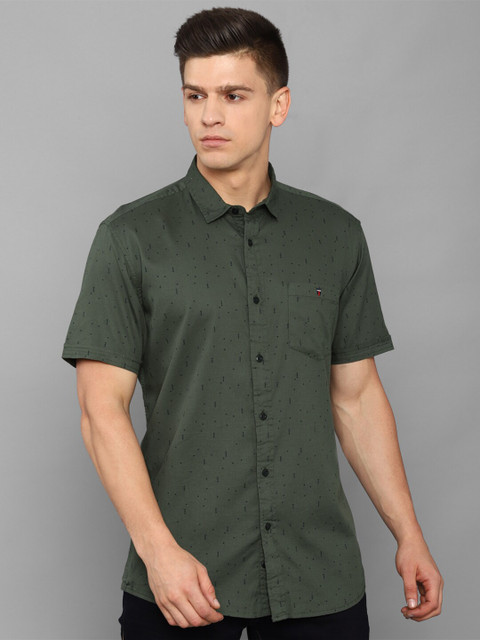 

Louis Philippe Jeans Men Olive Green Slim Fit Printed Casual Shirt