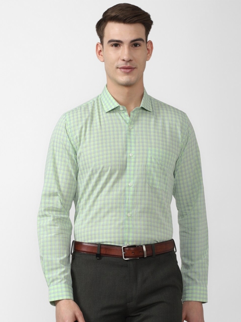 

Peter England Men Green Checked Formal Shirt