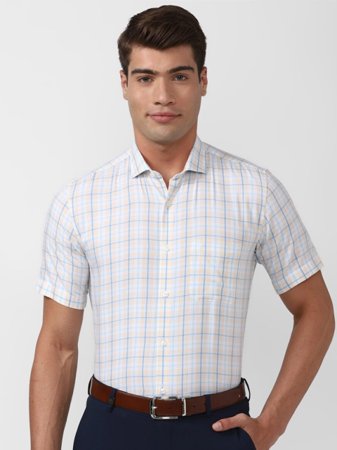 

Peter England Men White Checked Formal Shirt