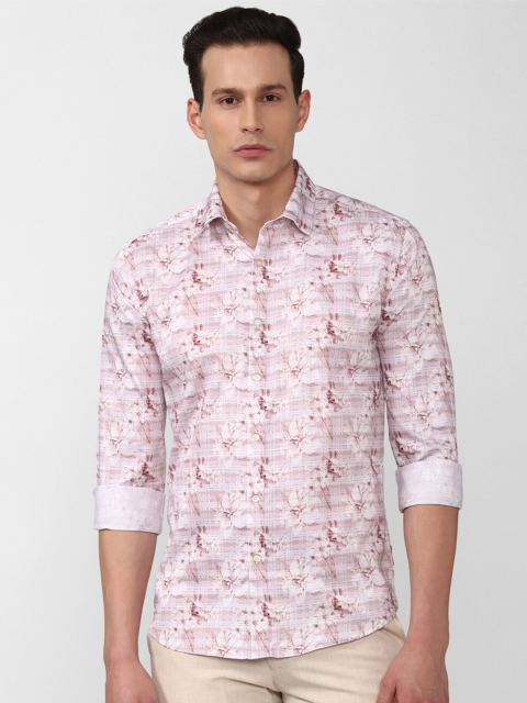 

V Dot Men Pink Slim Fit Floral Printed Casual Shirt