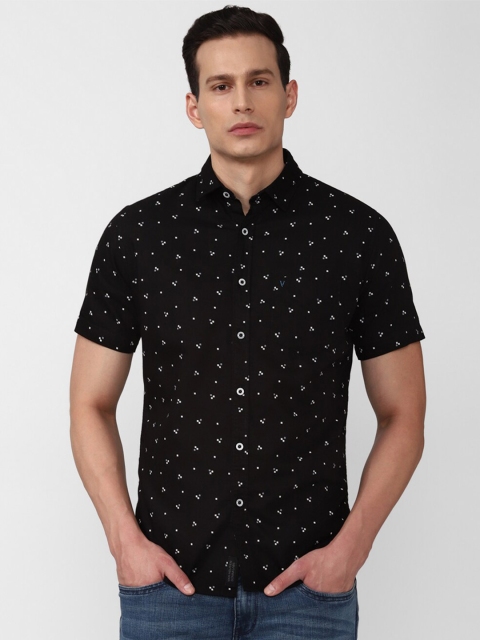 

VAN HEUSEN DENIM LABS Men Black Slim Fit Printed Casual Shirt