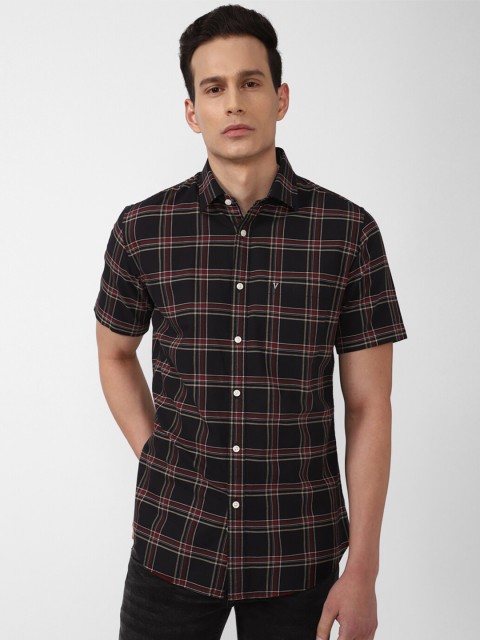 

Van Heusen Sport Men Black Slim Fit Tartan Checks Checked Casual Shirt