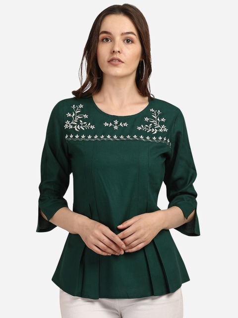 

Prettify Green Liva Peplum Top