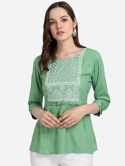 

Prettify Green Print Liva Top