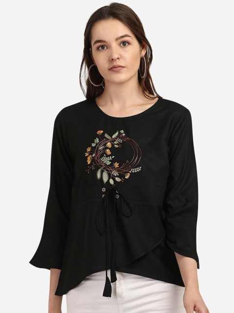 

Prettify Black Embellished Print Liva Top