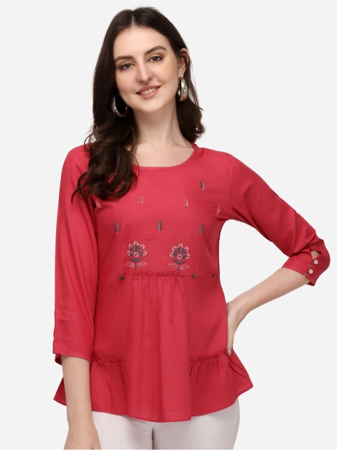 

Prettify Red Floral Liva Top