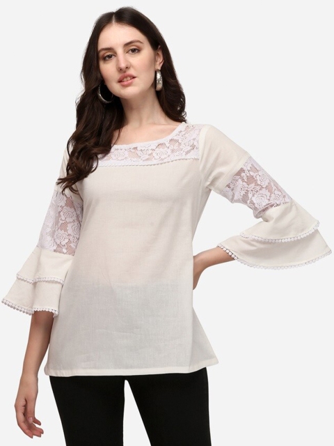 

Prettify Off White Bell Sleeves Liva Top