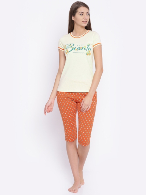 

Sweet Dreams Beige & Orange Printed Night Suit 2191A7CO