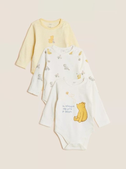 

Marks & Spencer Infant Kids Set of 3 Cotton Bodysuits, White