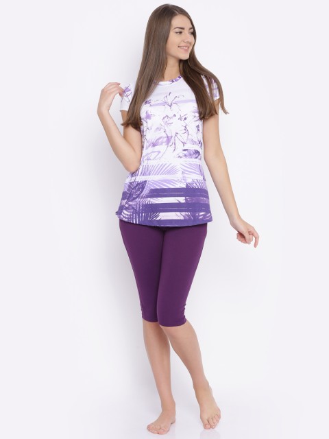 

Sweet Dreams Purple & White Printed Night Suit 2233A7CO