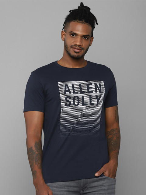 

Allen Solly Men Navy Blue Printed Cotton T-shirt