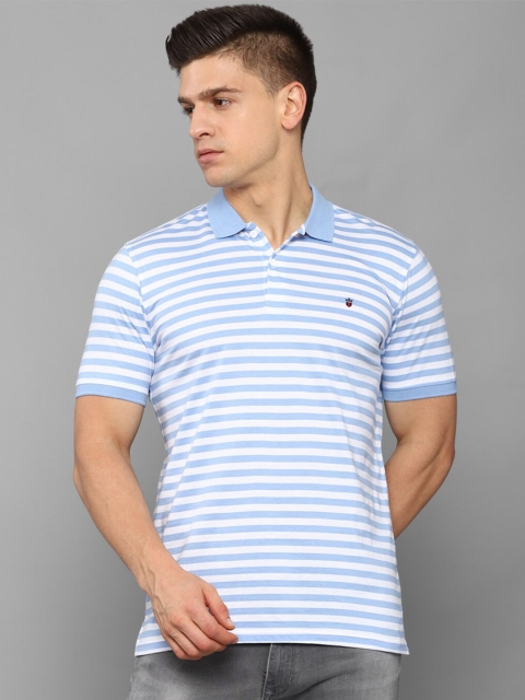 

Louis Philippe Sport Men Blue & White Striped Polo Collar Slim Fit T-shirt