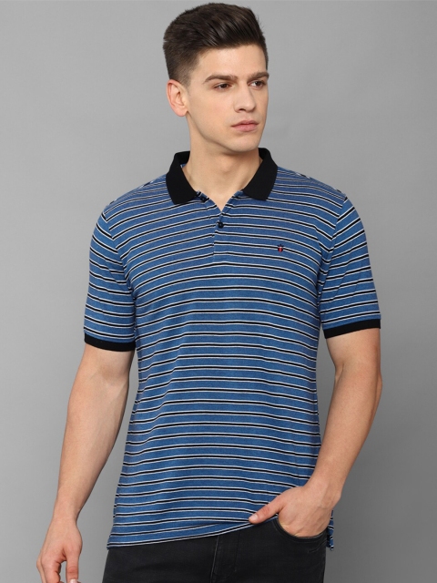 

Louis Philippe Sport Men Blue & Black Striped Polo Collar Slim Fit T-shirt