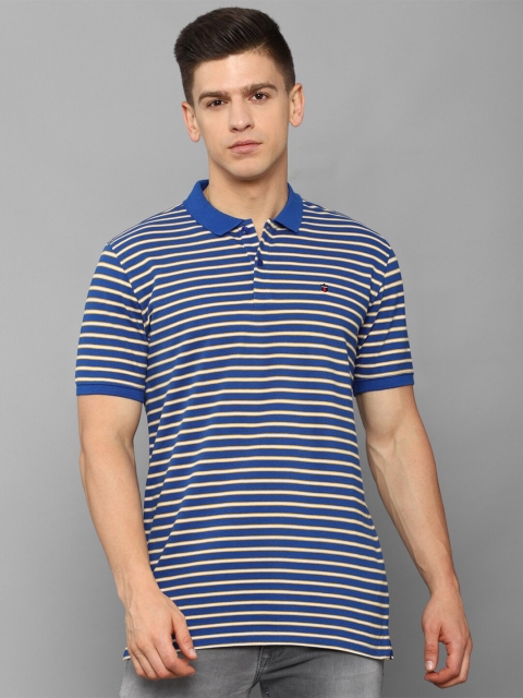 

Louis Philippe Sport Men Blue Striped Polo Collar Slim Fit T-shirt