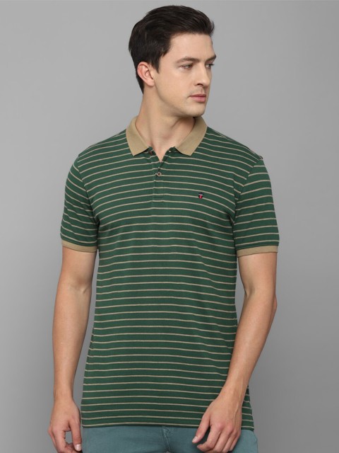 

Louis Philippe Sport Men Green Striped Polo Collar Slim Fit T-shirt
