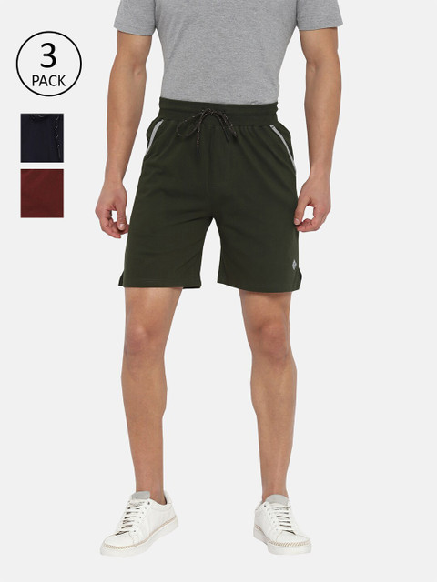 

Almo Wear Men Pack Of 3 Navy Blue & Green Lounge Shorts