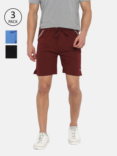 

Almo Wear Men Burgundy & Black Pack of 3 Lounge Shorts