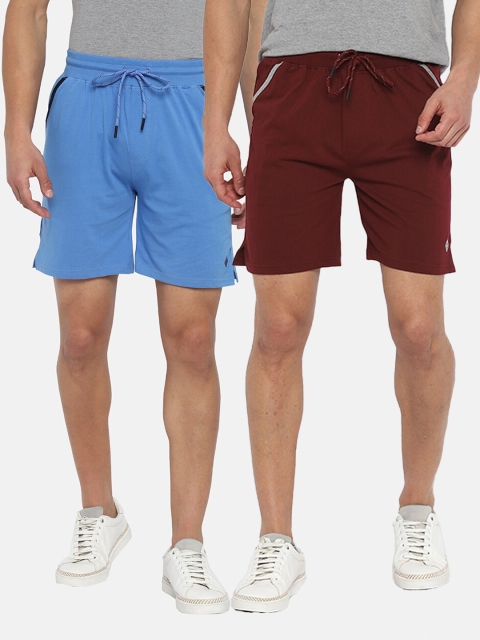 

Almo Wear Men Pack Of 2 Maroon & Blue Lounge Shorts