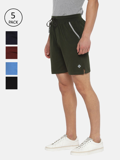 

Almo Wear Men Black & Navy Blue Set Of 5 Lounge Shorts