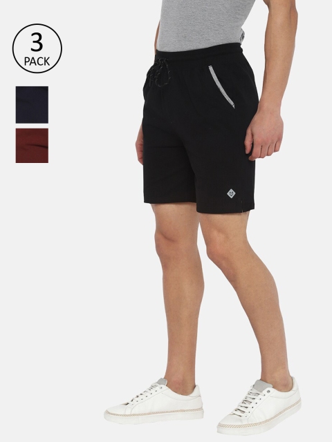 

Almo Wear Men Black, Navy & Burgundy Set Of 3 Lounge Shorts