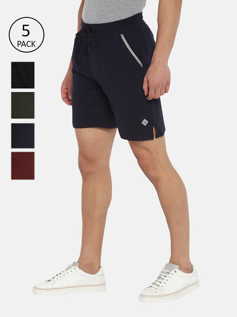 

Almo Wear Men Black & Navy Blue Pack of 5 Lounge Shorts