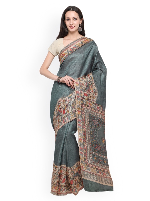 

Saree mall Grey Art Silk Printed Khadi Saree