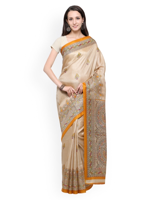 

Saree mall Beige Art Silk Printed Khadi Saree