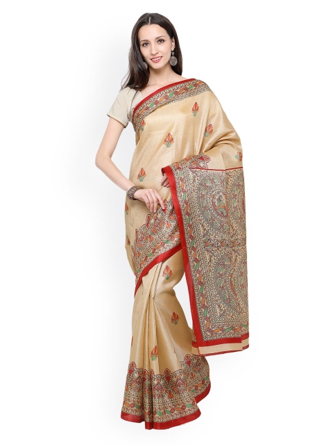 

Saree mall Beige Art Silk Printed Khadi Saree