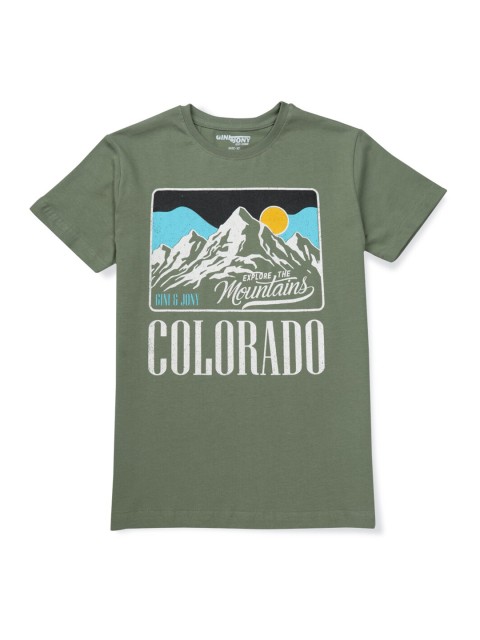 

Gini and Jony Boys Olive Green Raw Edge T-shirt