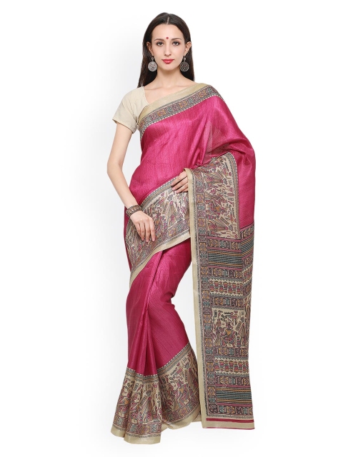 

Saree mall Pink Art Silk Printed Khadi Saree