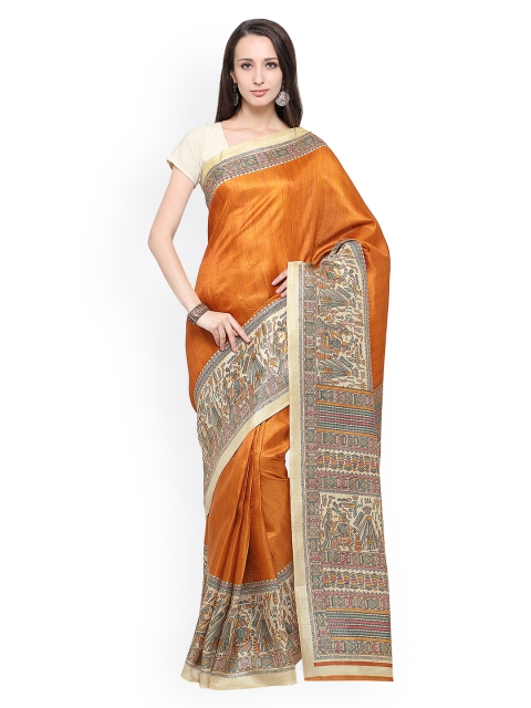 

Saree mall Mustard Yellow Art Silk Printed Khadi Saree