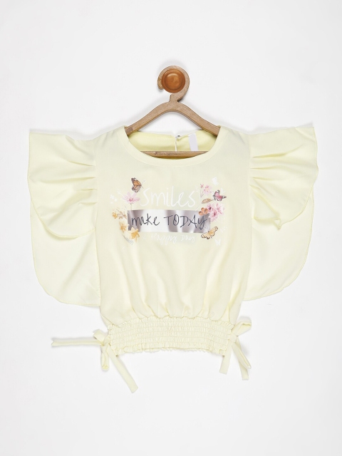 

V2 Value & Variety Girls Yellow Printed Top