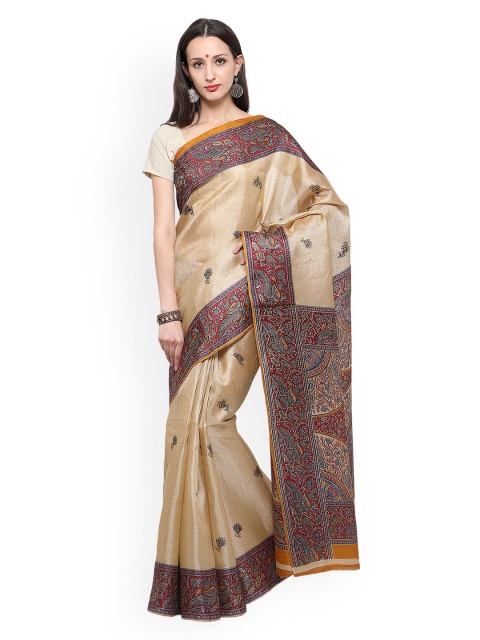 

Saree mall Beige Art Silk Printed Khadi Saree