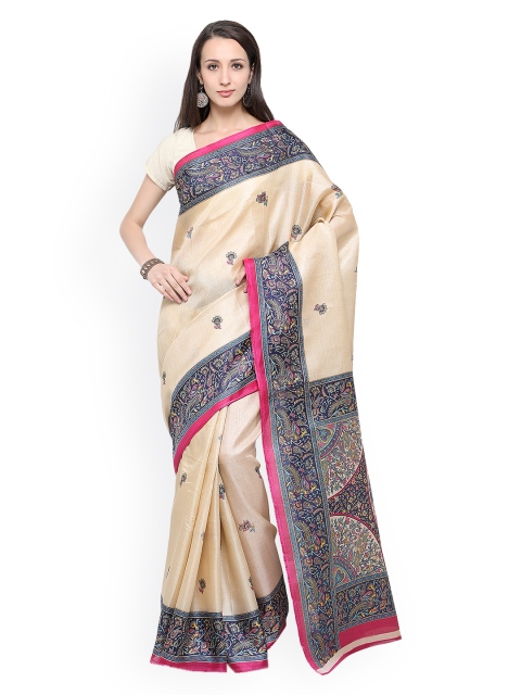 

Saree mall Beige Art Silk Printed Khadi Saree